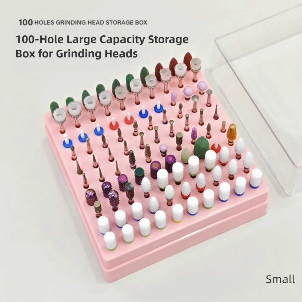 100 Holes Nail Drill Bits Organizer Portable Dustproof Art Storage Zpaxo