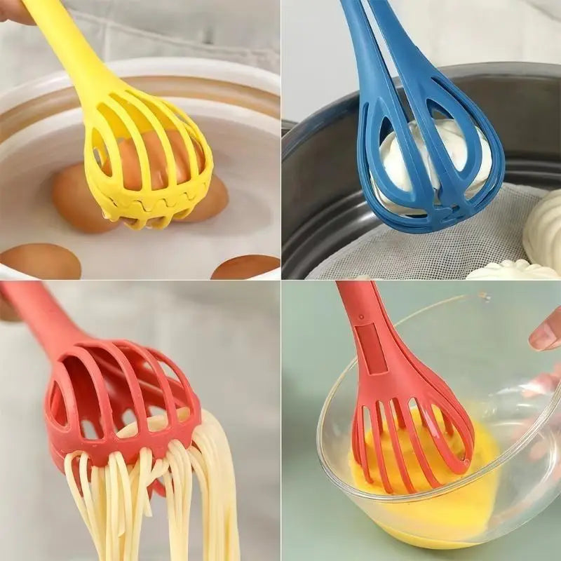 Ergonomic Handle Multifunctional Eggs Whisk Tongs ABS Safe Easy Clean