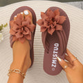Women Slippers Lightweight Flat Sandals Fashion Flower Flip Flops Zpaxo Brown 41