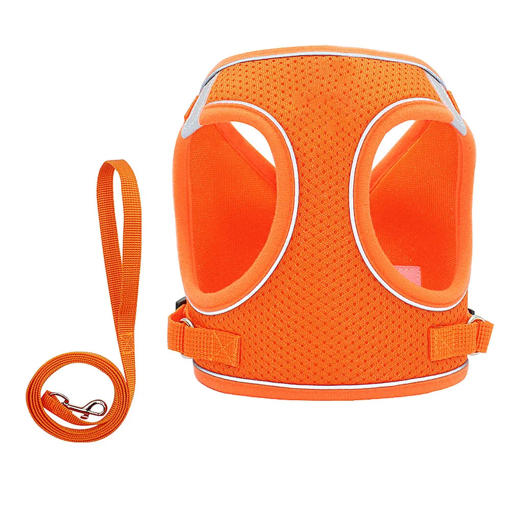 Reflective Dog Harness Vest Pet Chest Strap Leash Puppy Outdoor Night