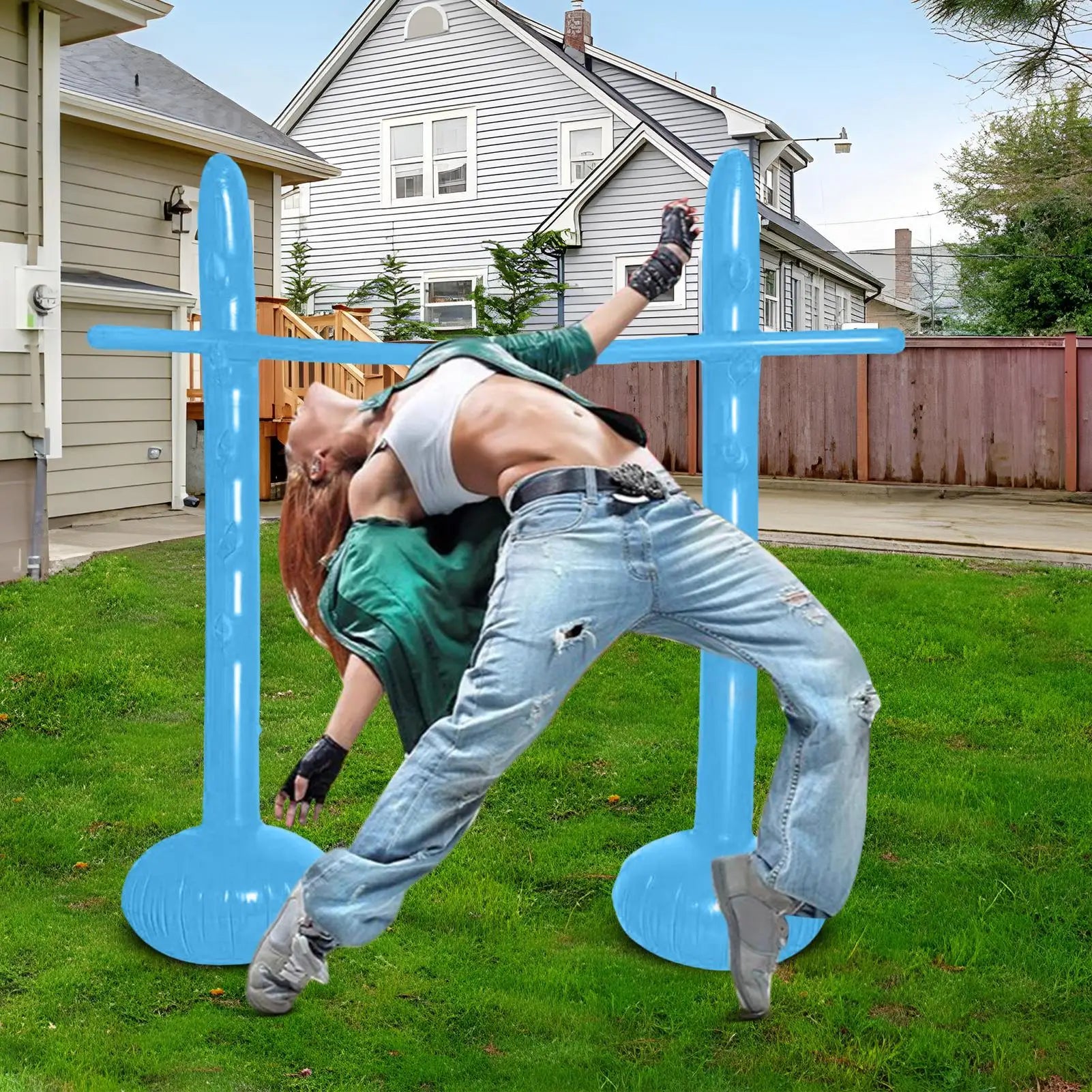 Inflatable Limbo Game Adjustable Height Outdoor Party Activity Kids