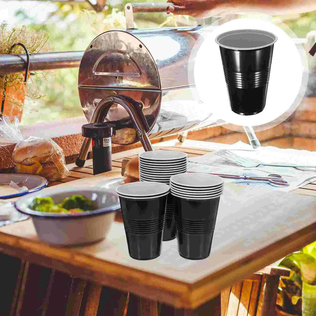 20pcs Decor Disposable Party Cup Birthday Decoration (rose Red 16oz Plastic ) Cups for Drinking Water Beverage Black Zpaxo Black