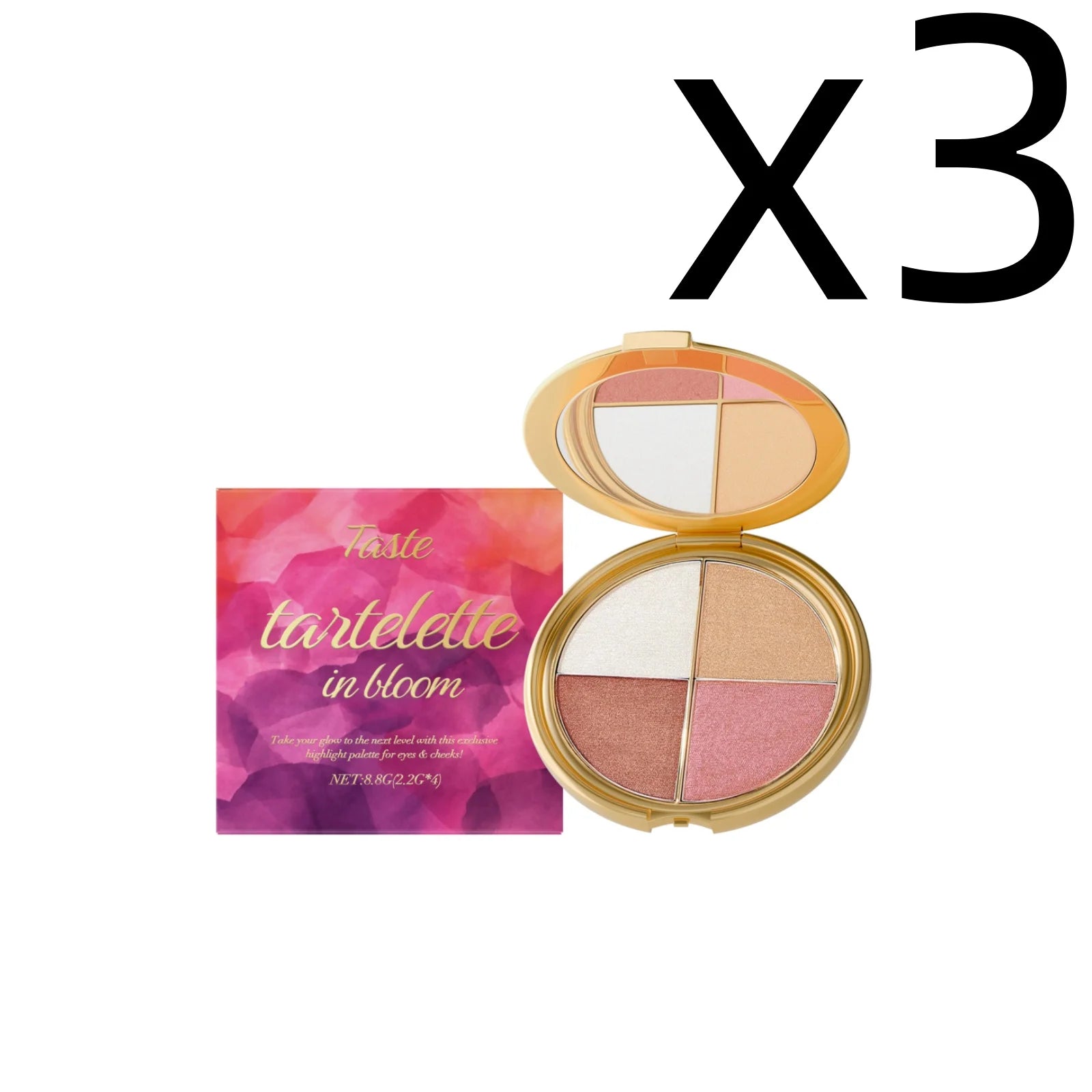 4-Color Highlight Powder Blush & Eye Shadow Palette | Natural Glow Eye Shadow Palette Zpaxo 8.8g Boxed X 3PCS