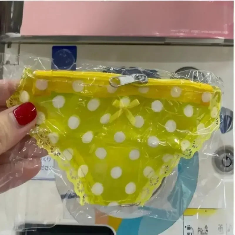 Cute Lace Coin Purse PVC Panties-Shaped Mini Storage Bag With Zipper Strawberry Makeup Bag Great Party Gift Birthday Present Zpaxo