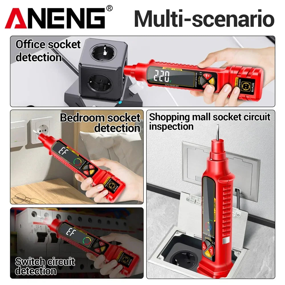 ANENG VD808 Socket Phase Meter Leakage Test US EU Plug Power Polarity