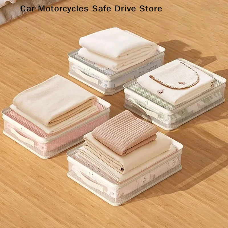 CM1Pcs Foldable Bed Sheet Storage Bags Transparent Clothes Blankets