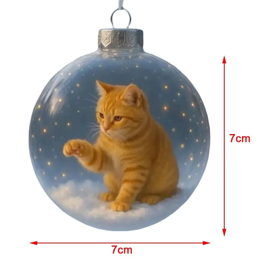 Cat Acrylic Christmas Ball Ornament – DIY Hanging Bauble Décor Christmas Ornament Zpaxo