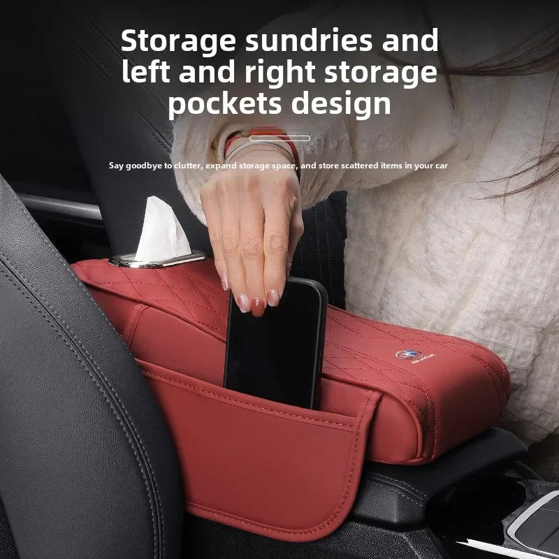 Car Armrest Box Cushion Universal Storage Bag Car Tissue Box Central Elbow Height Pad Multifunctional Height and Width Zpaxo