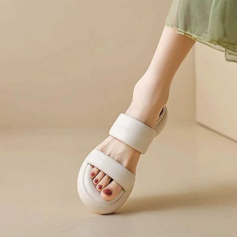 Soft-soled Sandals and Slippers Women's Summer Muffin Thick-soled Thick-soled Slipper Bread Beach Sandals and Plus Size Zpaxo