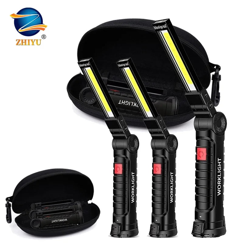 USB Rechargeable COB LED Flashlight – Magnetic, 5 Modes, Waterproof