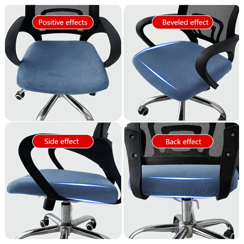 1Pc Velvet Office Chair Cover Computer Swivel Seat Cover Modern Elastic Chair Slip Washable Slipcovers Removable Dust Cover Zpaxo