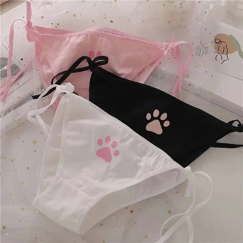 Women's Cat Claw Bowknot Low-Rise Briefs – Breathable Panties