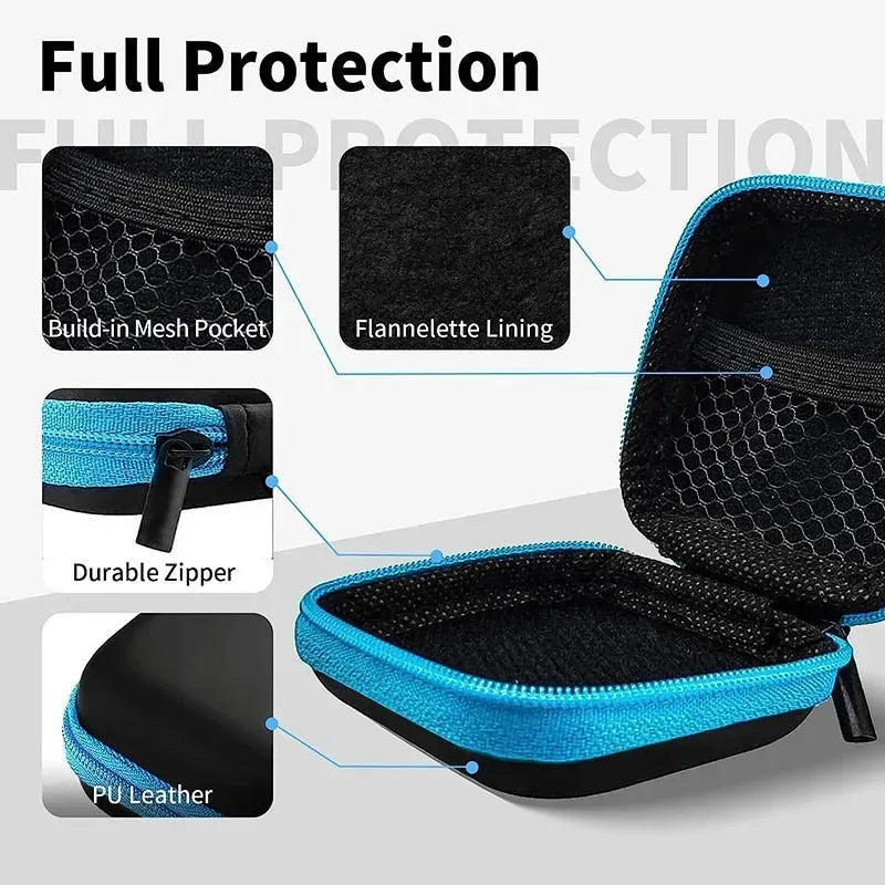 Mini Square Earphone & USB Cable Storage Pouch – 1/2/3 Pack