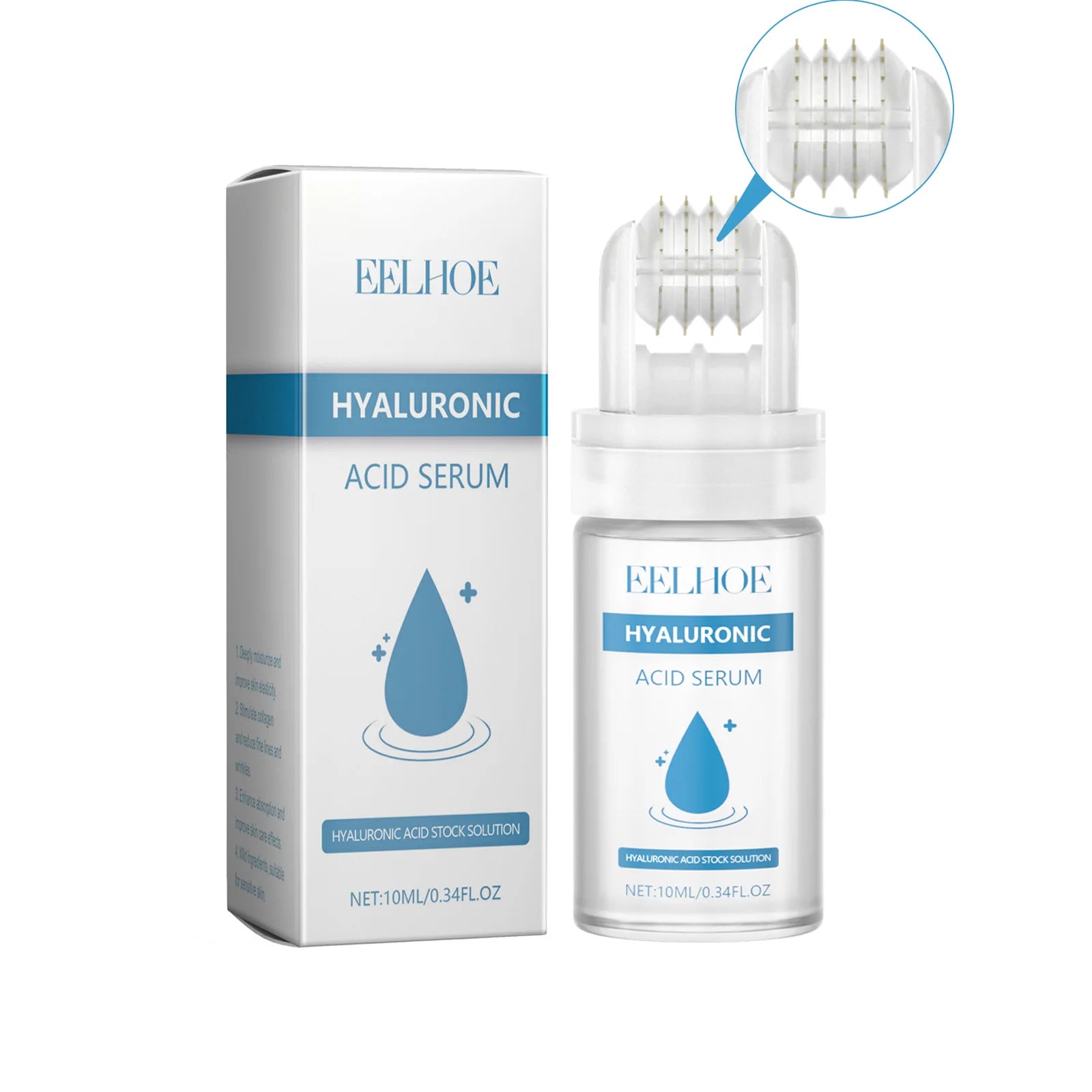 Hyaluronic Acid Serum Micro Roller 0.25mm Micro Needle Essence Hydrating Brightening Smooth Pore Refining Beauty Facial Skin Car Zpaxo