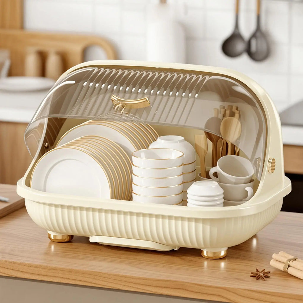 Dish Drying Rack Transparent Dust Prevention Kitchen Container