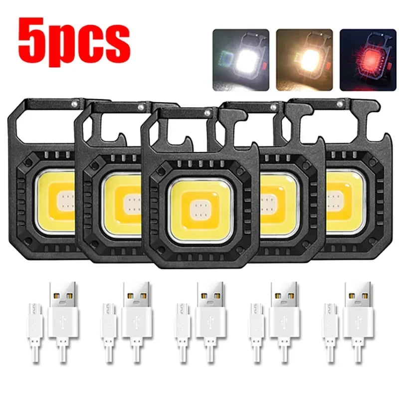 30-Pack Mini COB LED Keychain Flashlight – USB-C Rechargeable