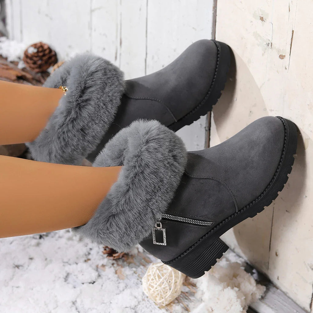 2025 New Women Ankle Boots Winter Keep Warm Snow Boots Women Fur Comfort Platform Cotton Shoes for Women Outdoor Designer Shoes Zpaxo