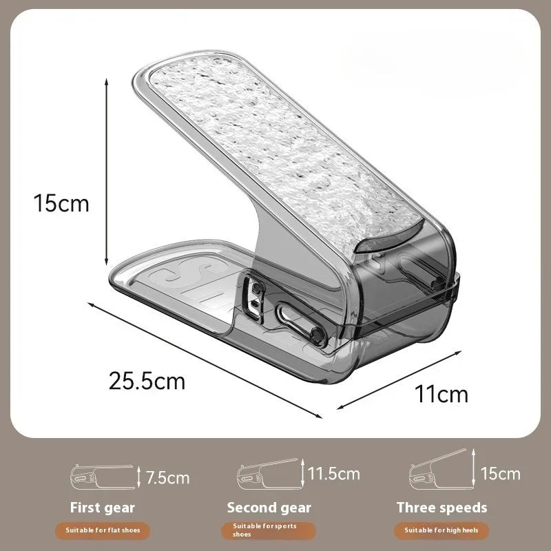 New 6PCS Double Layer Shoe Rack, Adjustable Shoe Holder, Shoe Cabinet, Space Saving Bracket, Storage Folding Layered Partition Zpaxo Grey 6Pcs