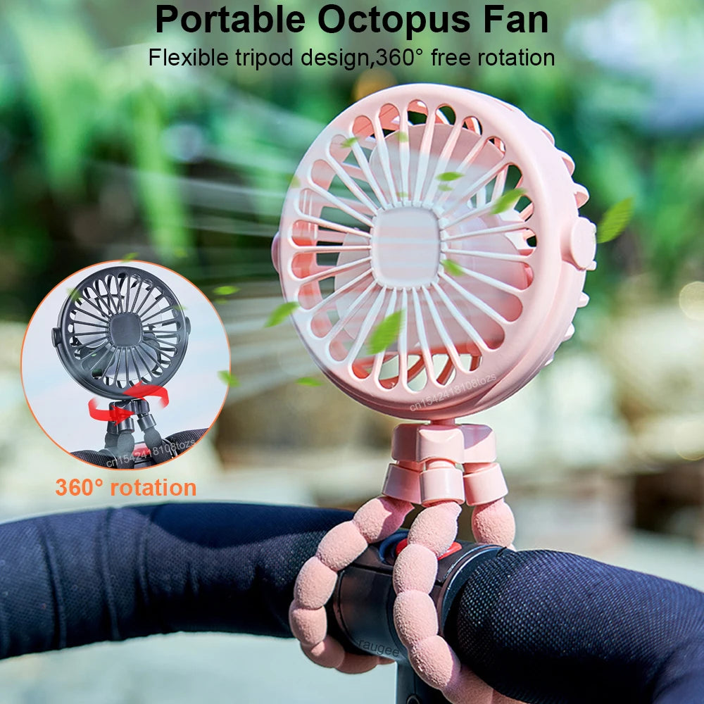 Portable Baby Stroller Fan Mini Handheld Rechargeable Personal