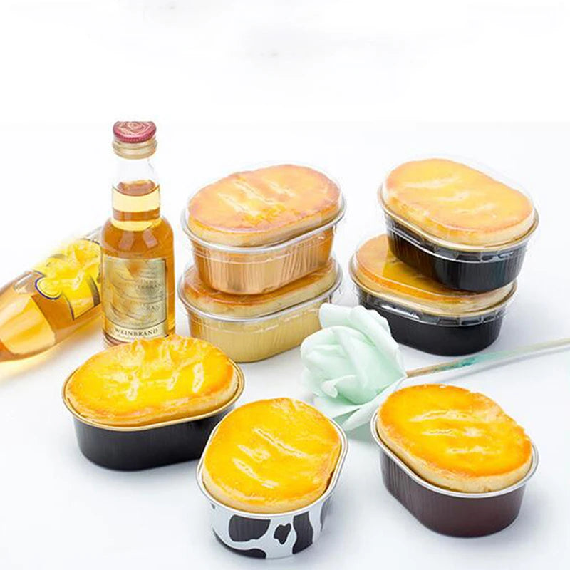 Tin Foil Aluminum Pudding Cup Lid Square Disposable Mini Mousse