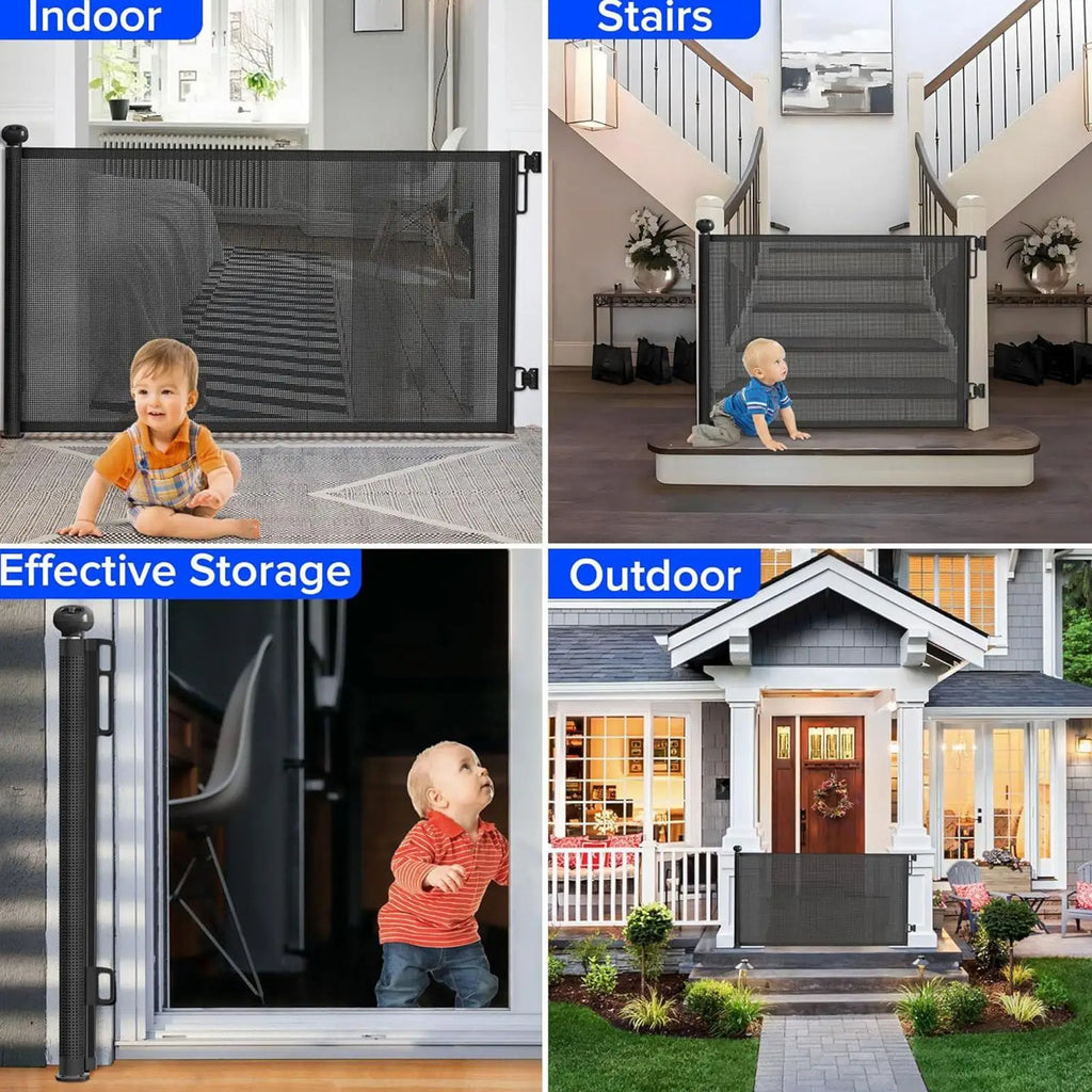Retractable Pet Gate Childproof Net Indoor Mesh Fence Dogs Kitten