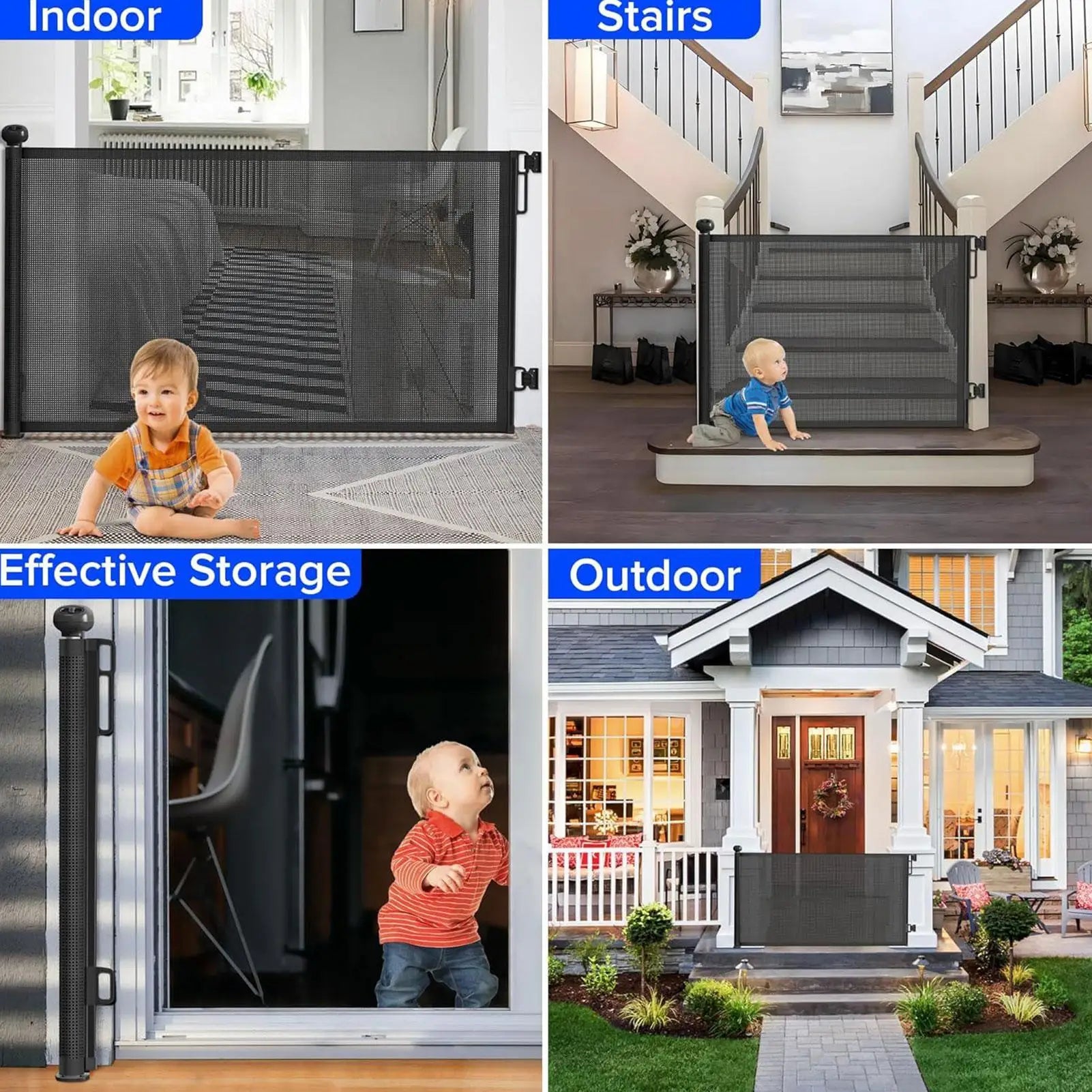 Retractable Pet Gate Childproof Net Indoor Mesh Fence Dogs Kitten