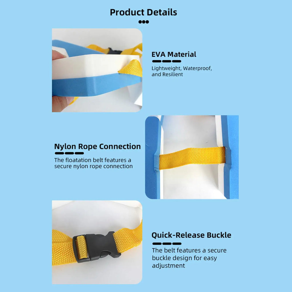 Kids Swim Belt Adjustable EVA Foam Safety Training Waist Float 5 Pads