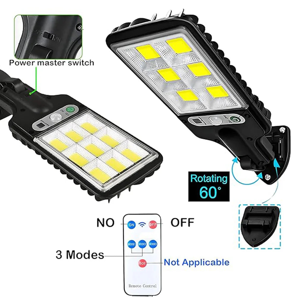 108 LED Solar Lights Outdoor With 3 Mode Waterproof Motion Sensor Security Lighting LED Wall Street Lamp for Garden Patio Path Zpaxo