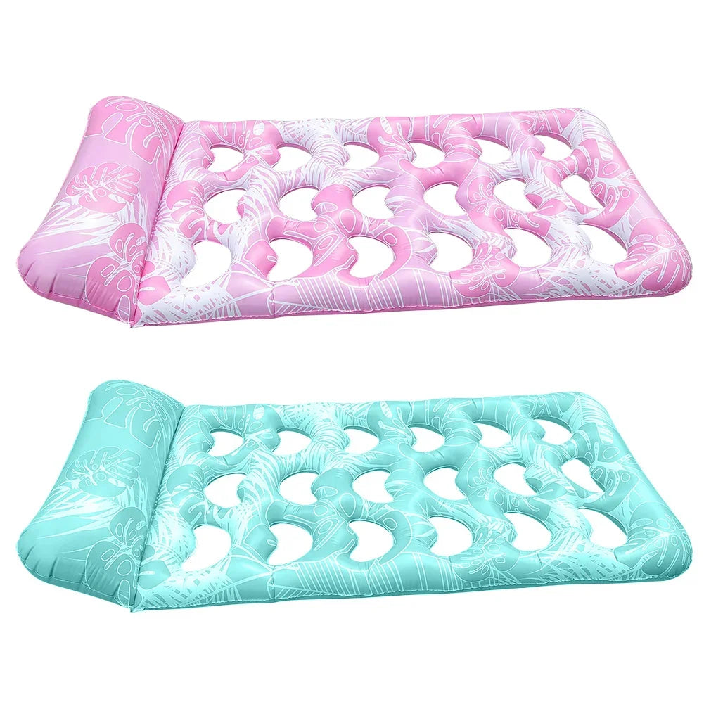Inflatable Floating Bed with Headrest PVC Floating Lounger Pool Air Mattress for Swimming Pool Beach Adult Water Sleeping Bed Zpaxo