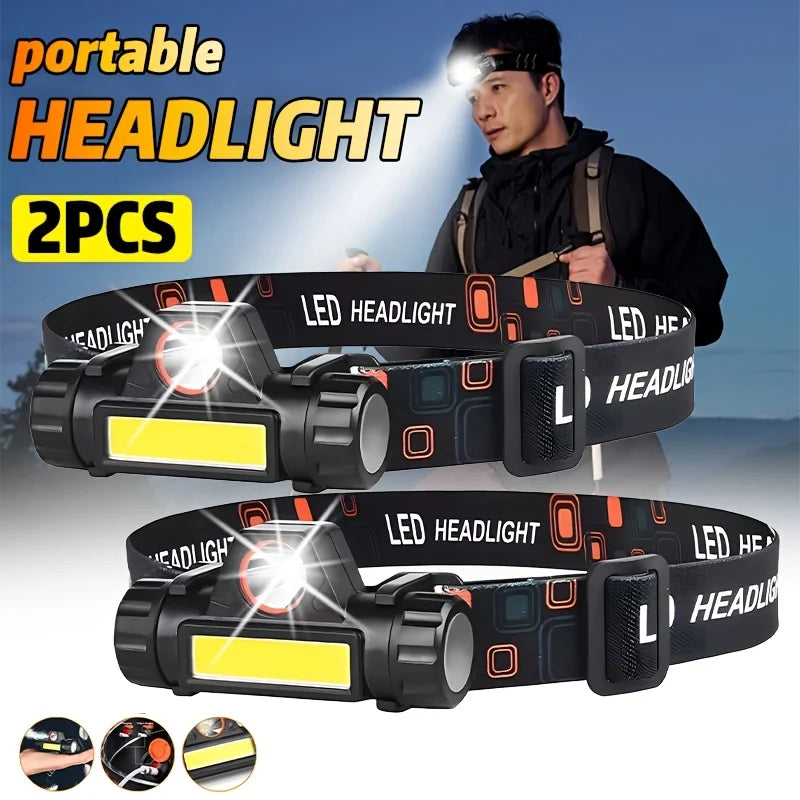 Bright LED Headlamp Rechargeable Waterproof Flashlight XPE COB Beads Zpaxo