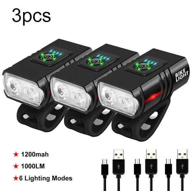 KDULIT 2×T6 LED Bike Headlight – 1000LM USB Rechargeable