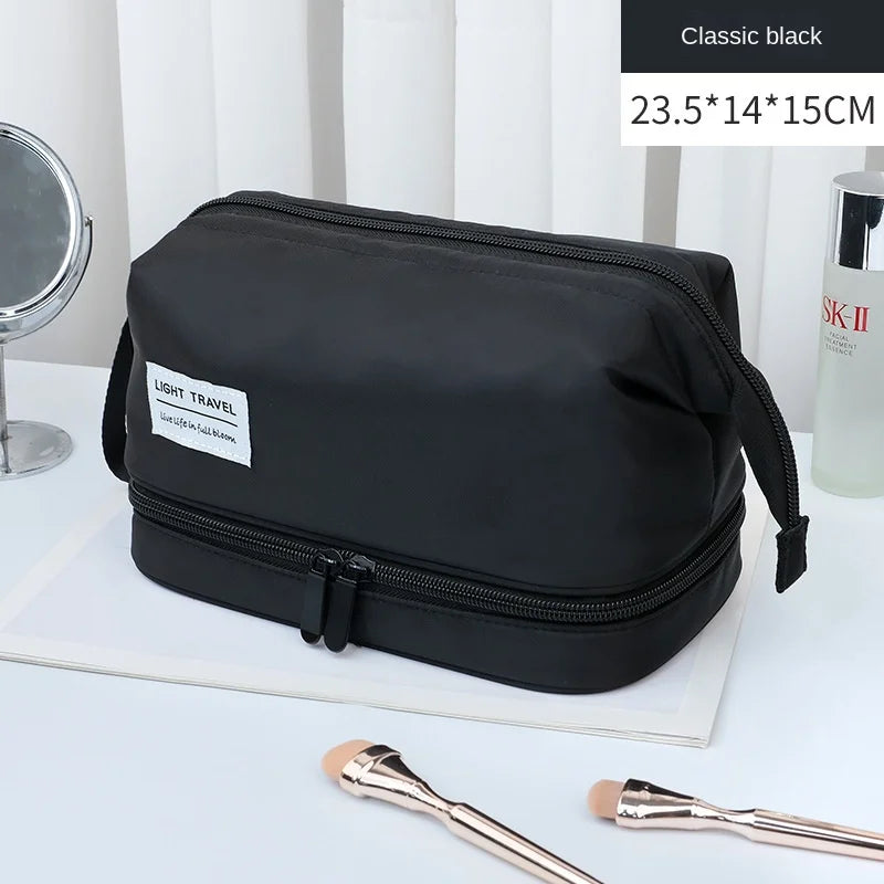 Large Capacity Cosmetic Bag Double Layer Toiletry Makeup Organizer