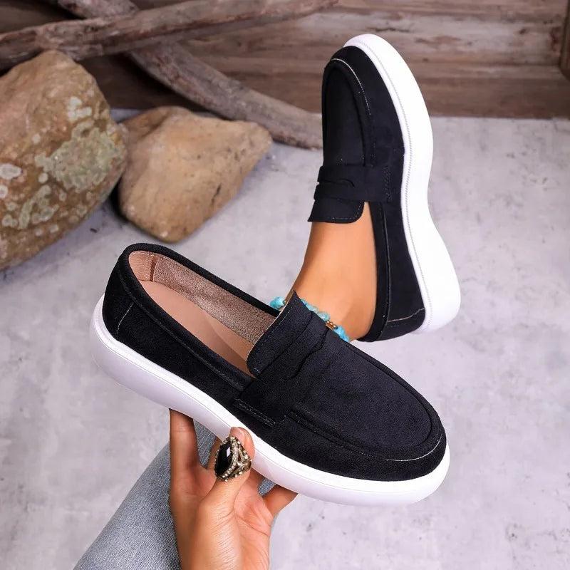 2026 Women's Sneakers Spring Slip Thick Soled Comfort Shoes Suede Zpaxo