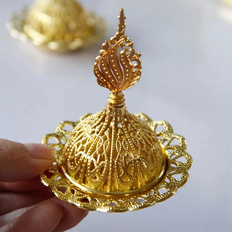 Middle Eastern-style Openwork Metal Incense Burner Arabian Gold