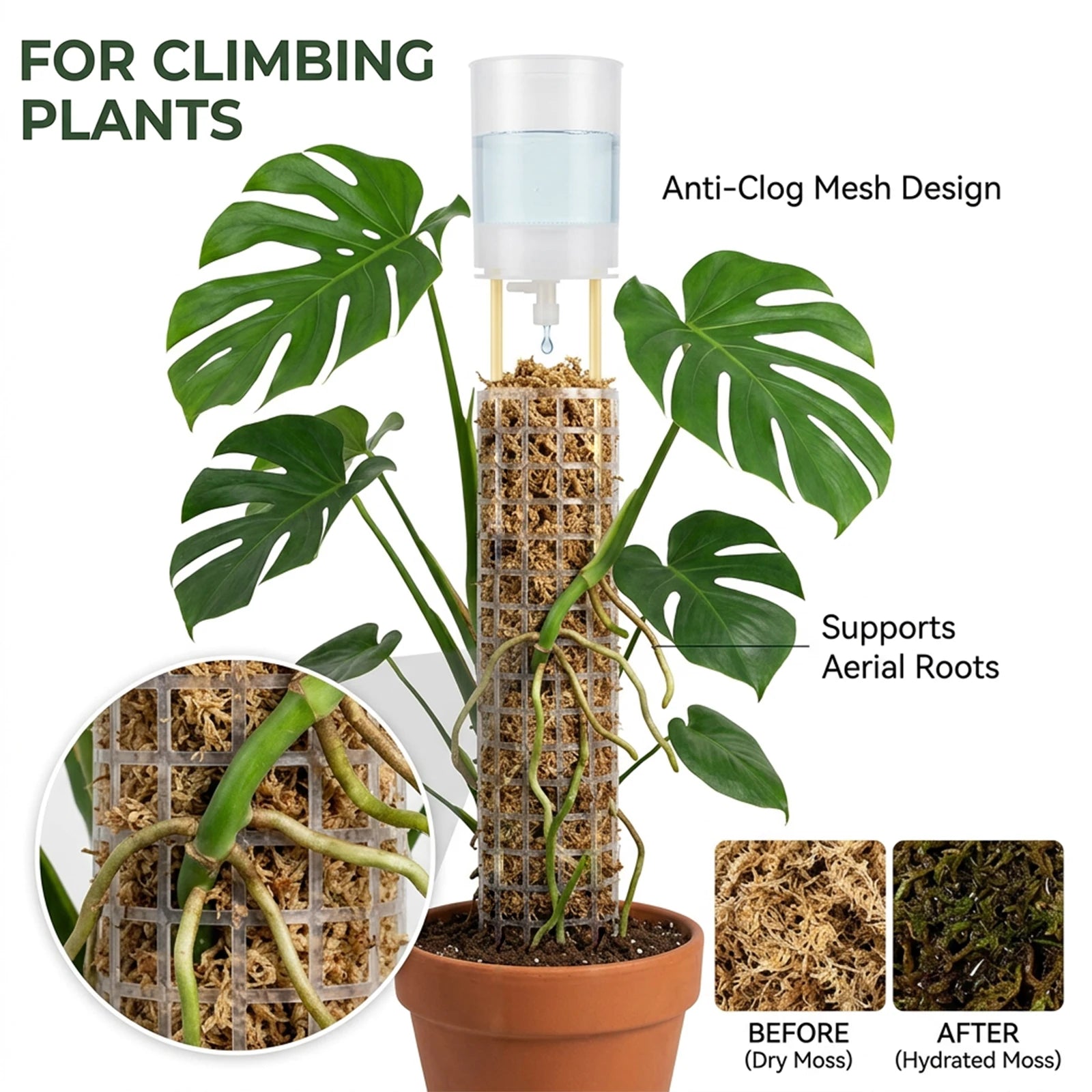 Moss Pole Watering Dripper Automatic Plant Waterer Adjustable Self