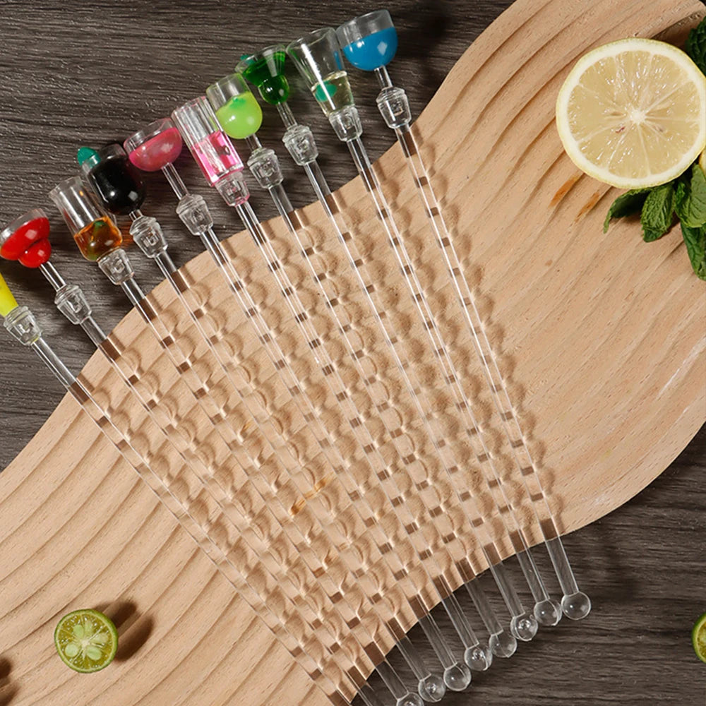 5Pcs/10Pcs Swizzle Sticks Acrylic Cocktail Stirrers 9 Inch Clear Shafts Drink Stirrer for Bars Cafes Party Restaurants Home Use Zpaxo