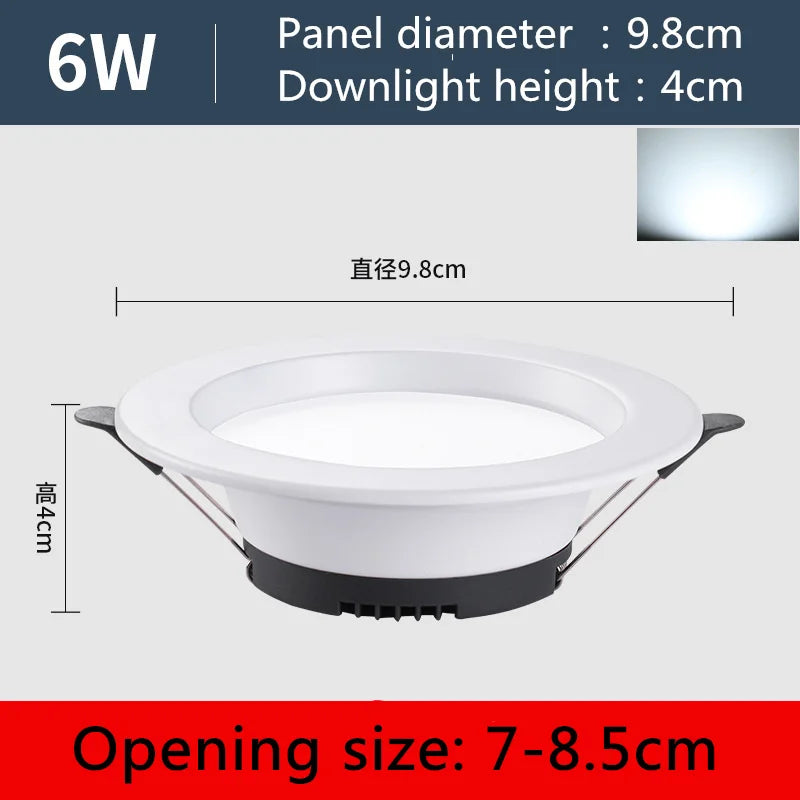 Slim Recessed LED Downlight 6W 9W 15W 20W | AC220V Ceiling Spot