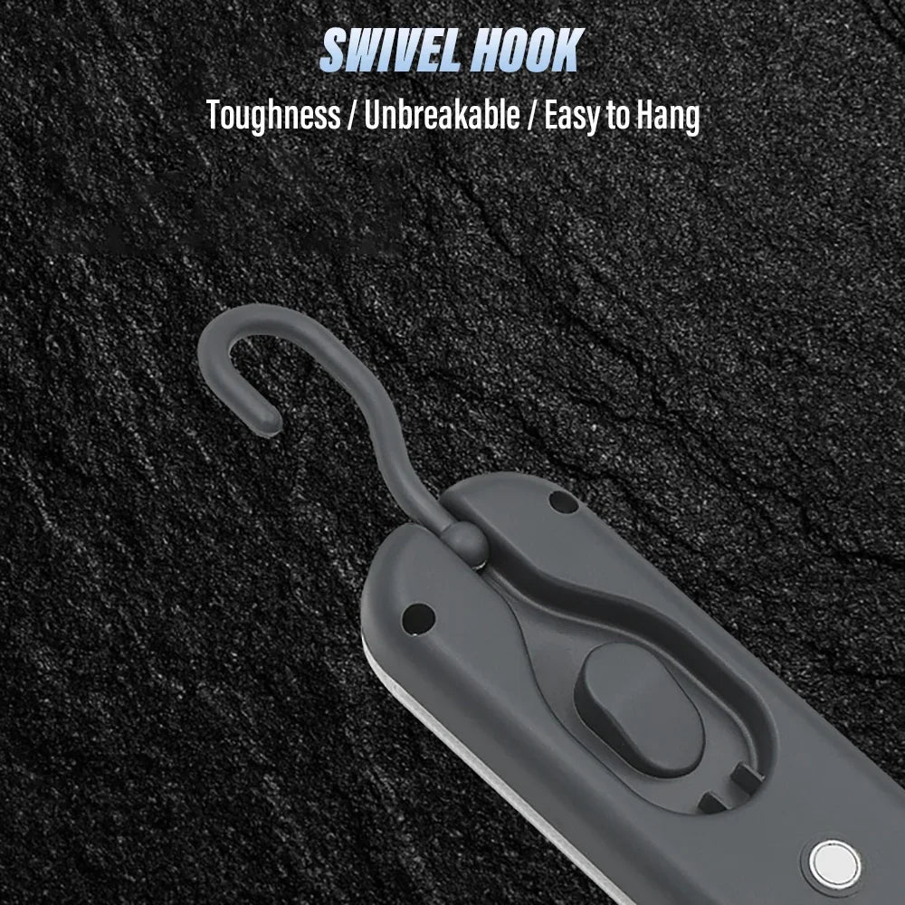 Magnetic LED Work Light – USB Rechargeable Flashlight & Hook