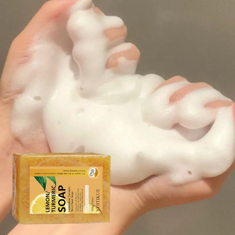YUITIKUE Lemon Turmeric Glow Soap – Brighten & Deep Clean 100g Brightening Bar Soap Zpaxo