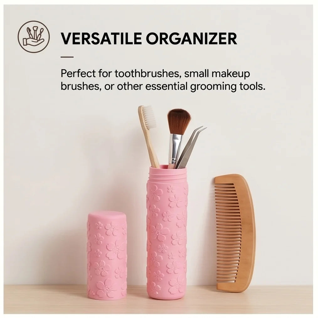 Portable Floral Toothbrush Case Travel Toiletry Organizer Holder