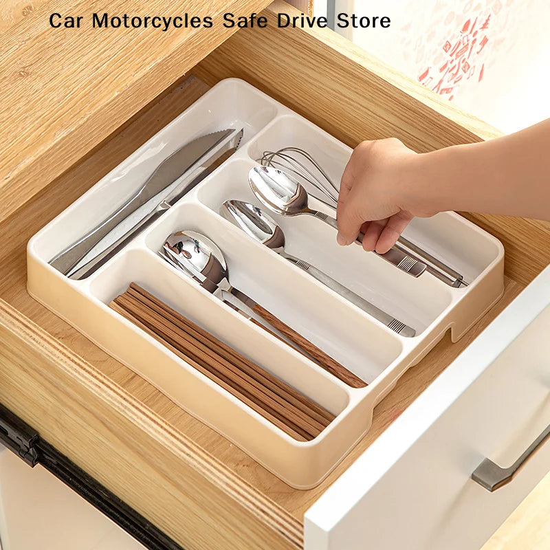 4 5 Compartment Cutlery Tray Rectangle Kitchen Drawer Organizer Spoon