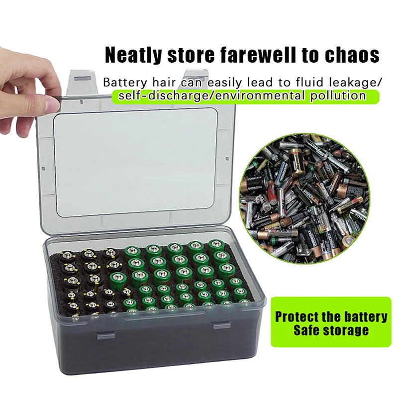 54 Slots AA AAA Battery Organizer Storage Case Batteries Waterproof