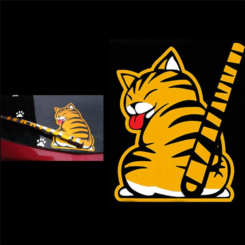 Car Window Decor Sticker Cute Cat Moving Tail Stickers Wiper Decals Zpaxo