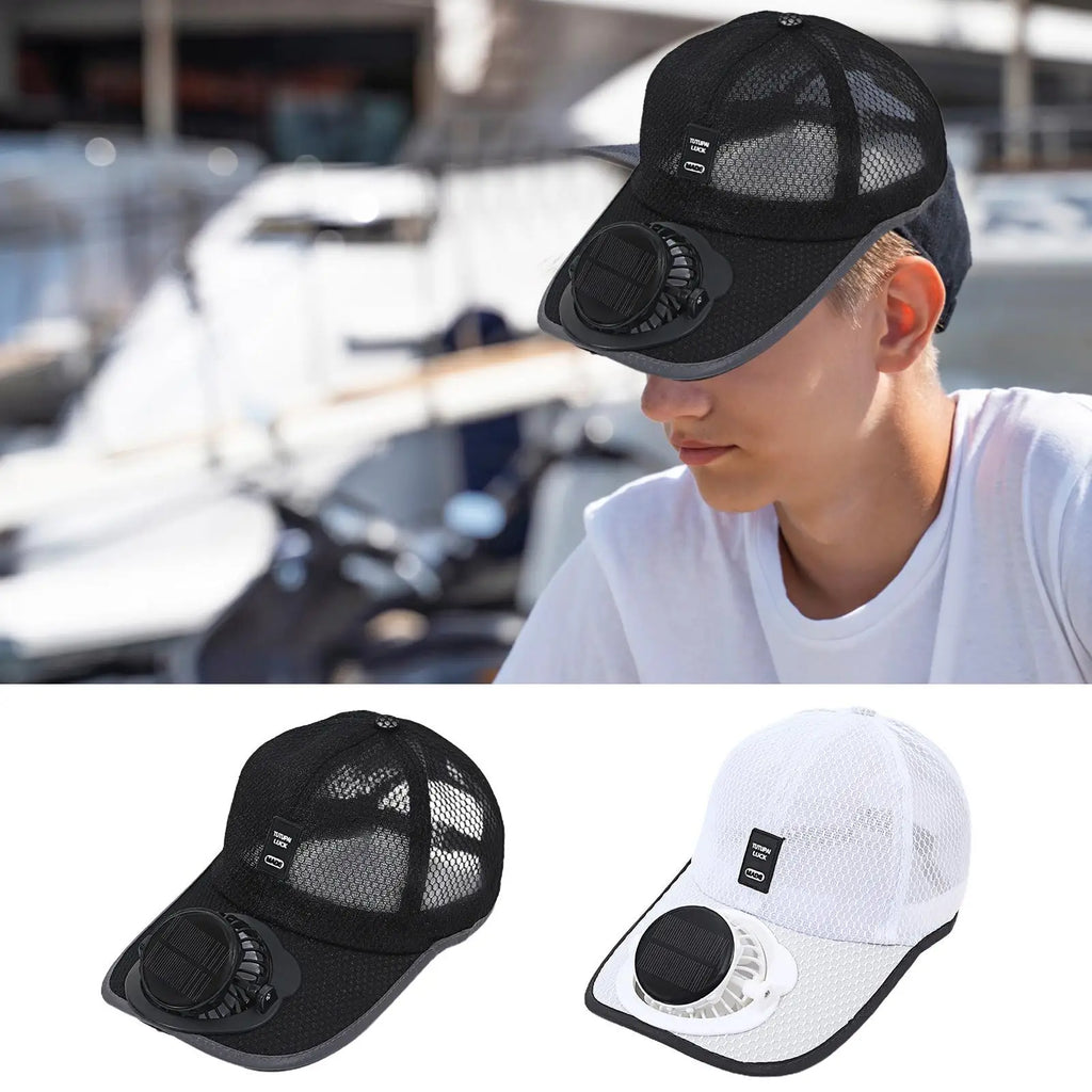 Solar Powered Fan Hat Baseball Breathable Beach Cooling UV Protection