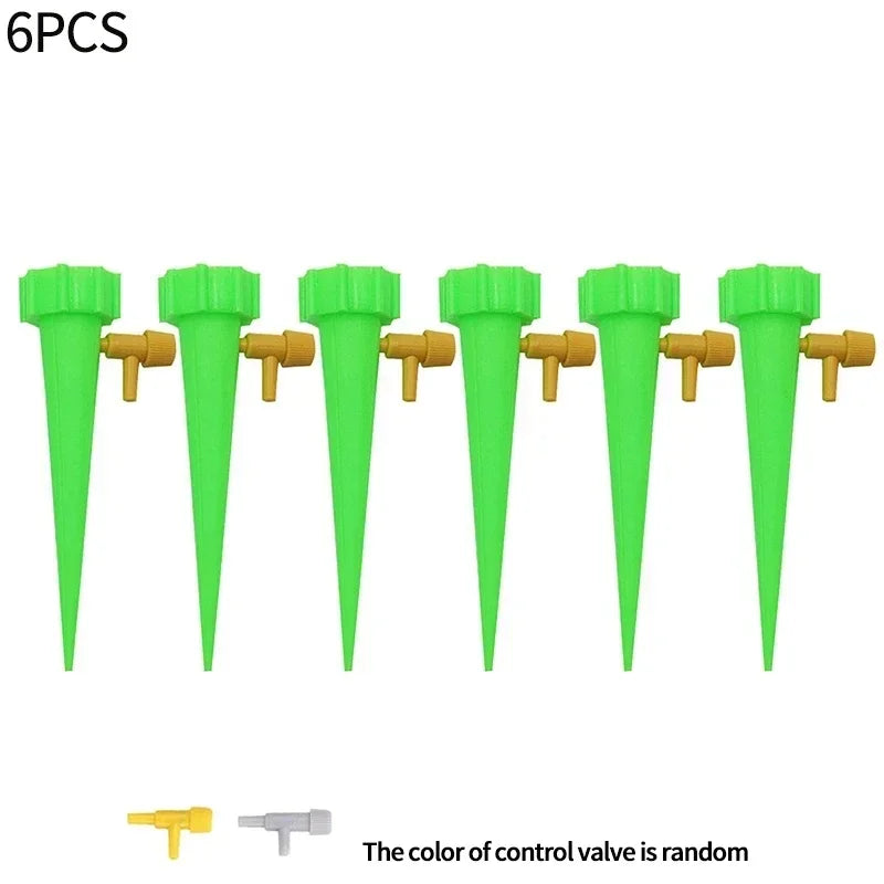 Automatic Drip Irrigation System Self Watering Adjustable for Flower Plants Greenhouse Garden Auto Water Dripper Device Zpaxo 6PCS-Green