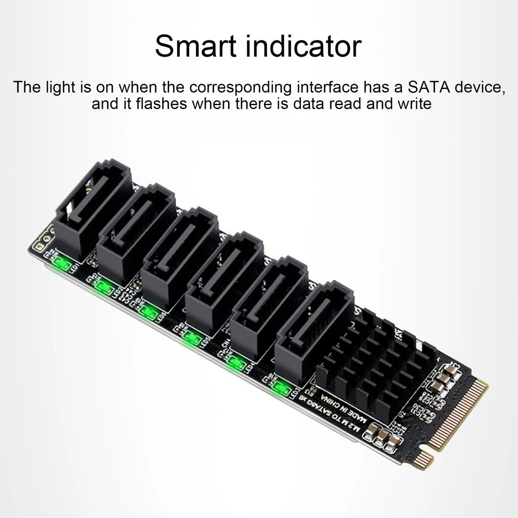M 2 SATA3 0 Adapter Card 6Gbps Speed ASM1166 PCIE SATA Expansion