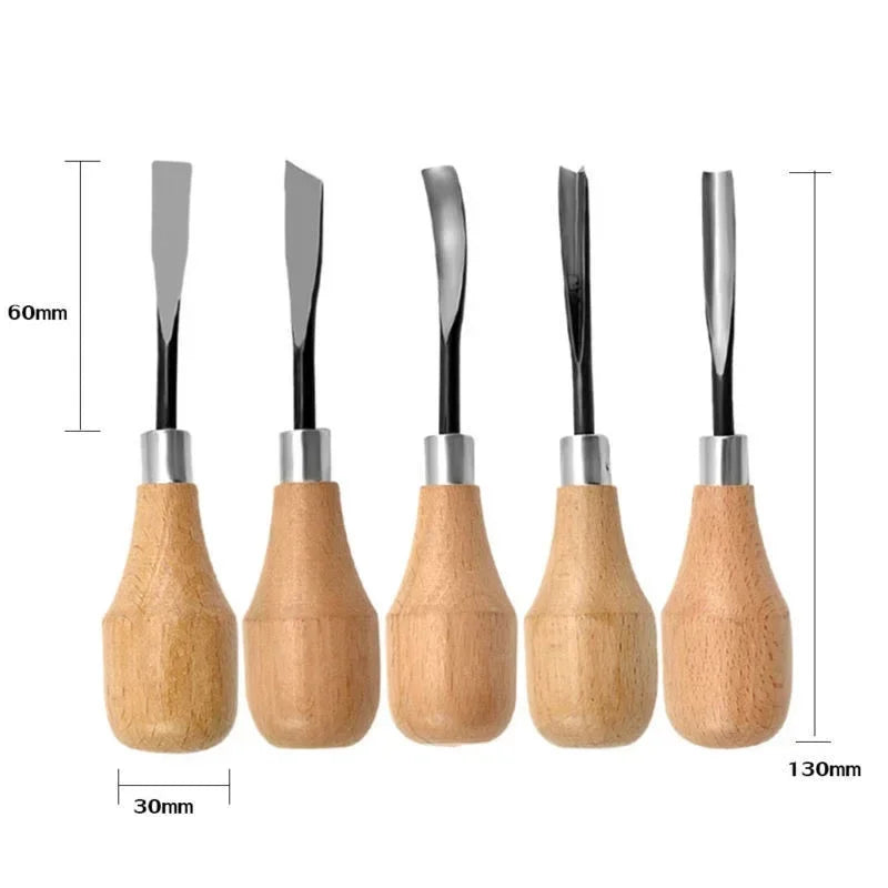 5 Professional Wood Carving Hand Chisels Tools Woodworking Gouges