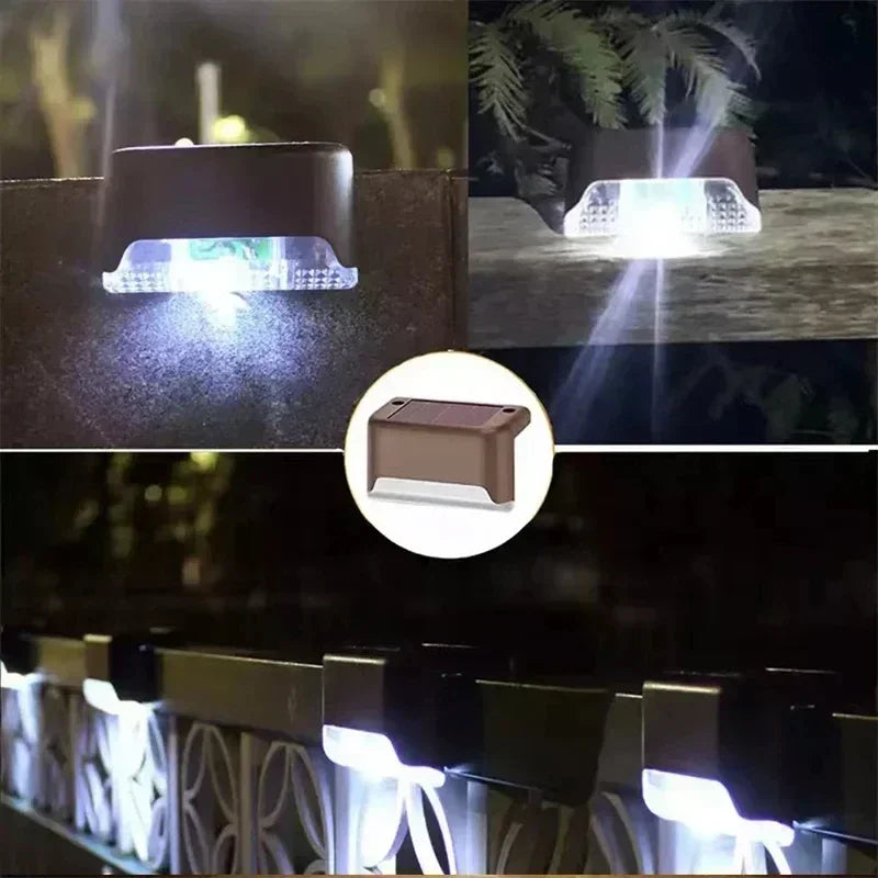 4 Solar LED Lights Outdoor Garden Light Deck Lamp Stairs Waterproof Zpaxo Brown white 8PCS