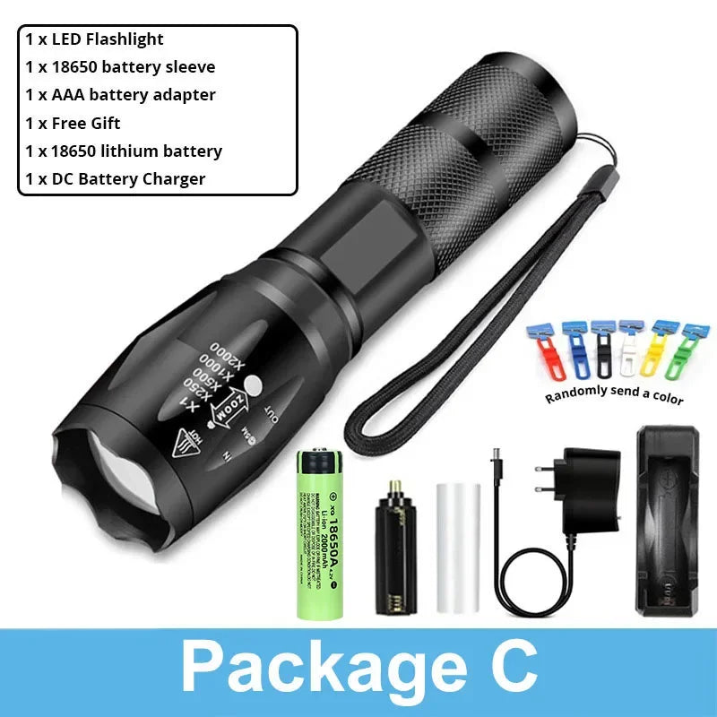 ZHIYU 1200 Lumen LED Flashlight – 5-Mode Zoomable Waterproof Torch