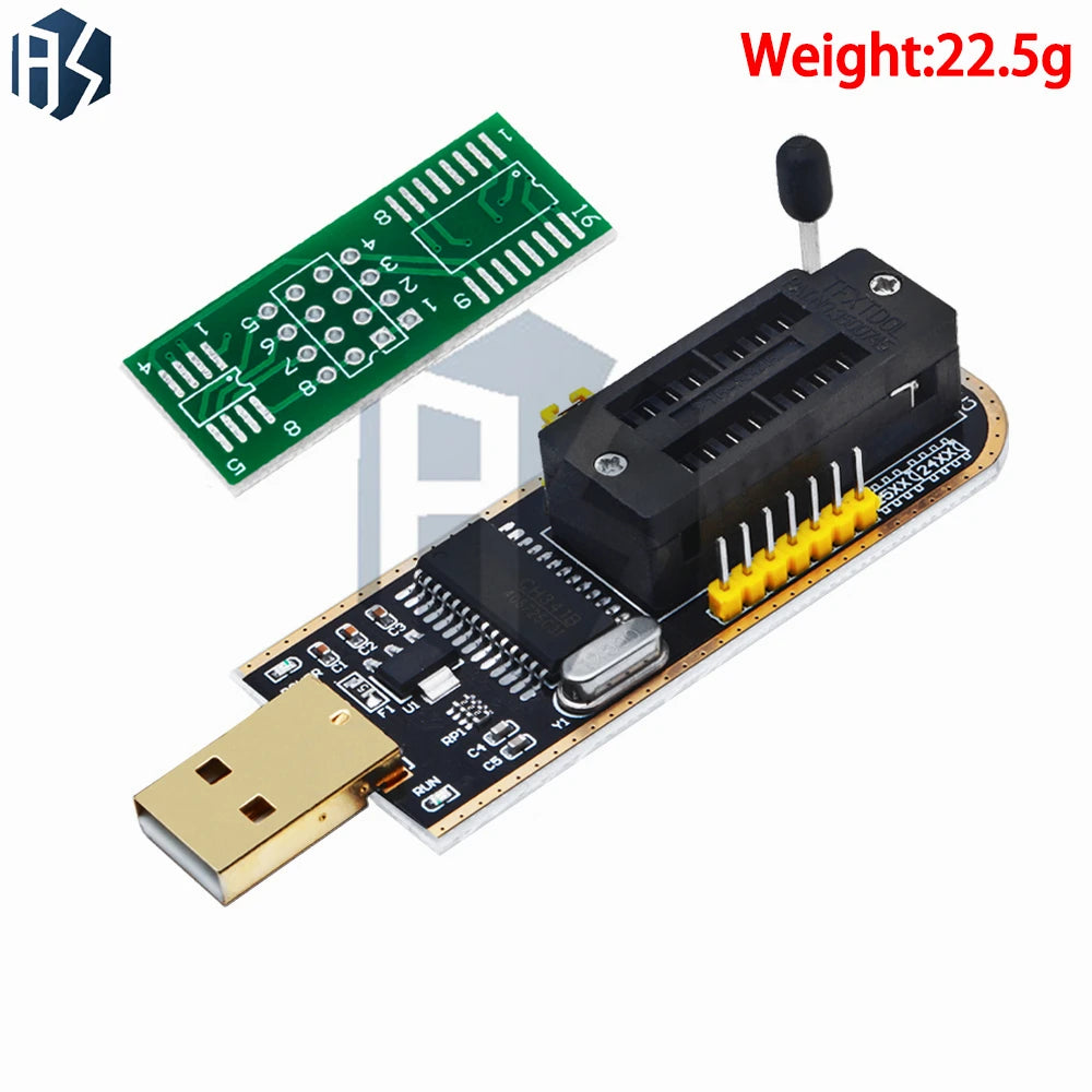 ‌CH341A USB EEPROM/BIOS Programmer Kit – Clip-On SOIC8/SOP8 Test Clip for 24CXX/25CXX/93CXX Series | 3.3V-5V Auto-Detect & 1.8V Zpaxo